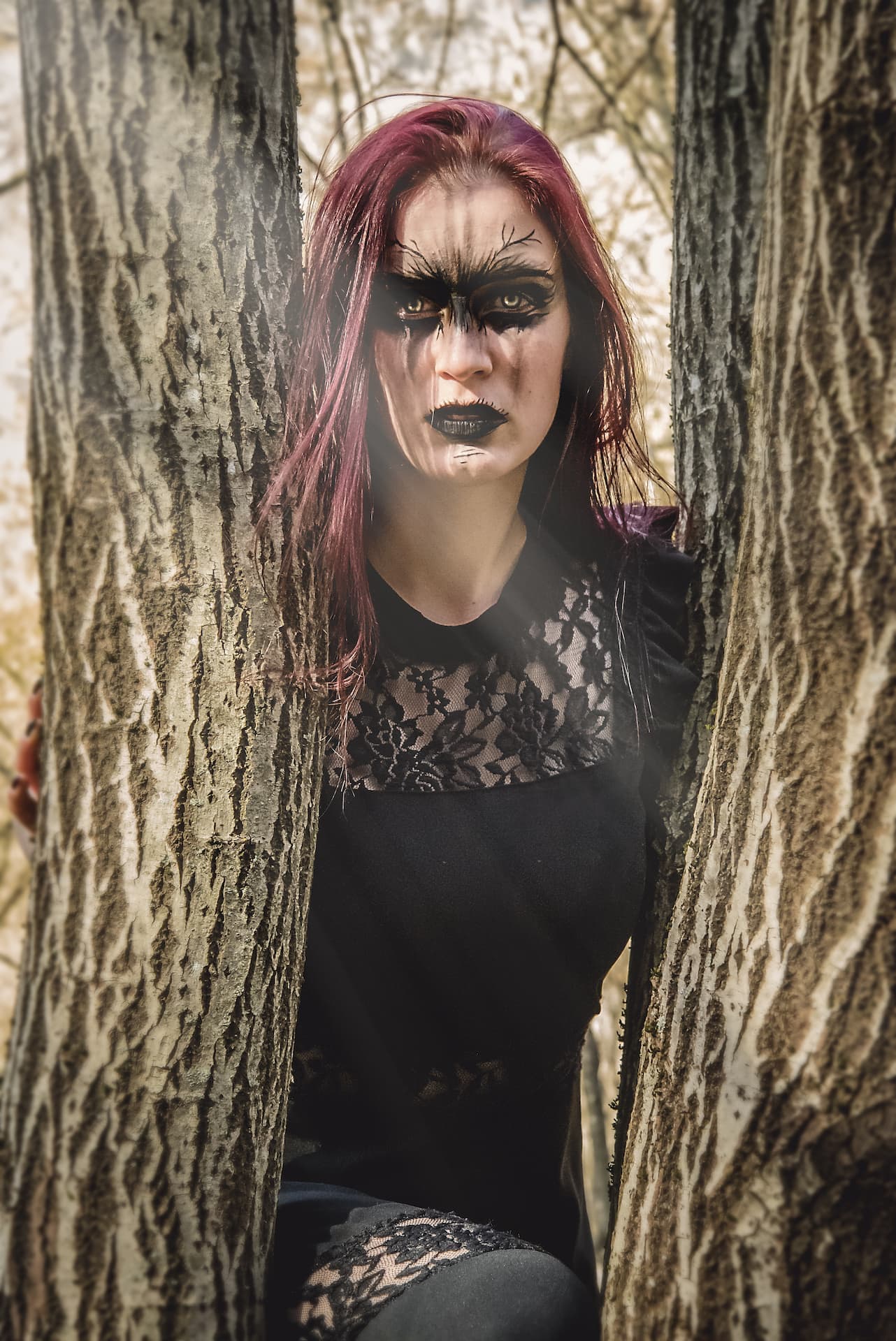 strega trucco albero bosco nero