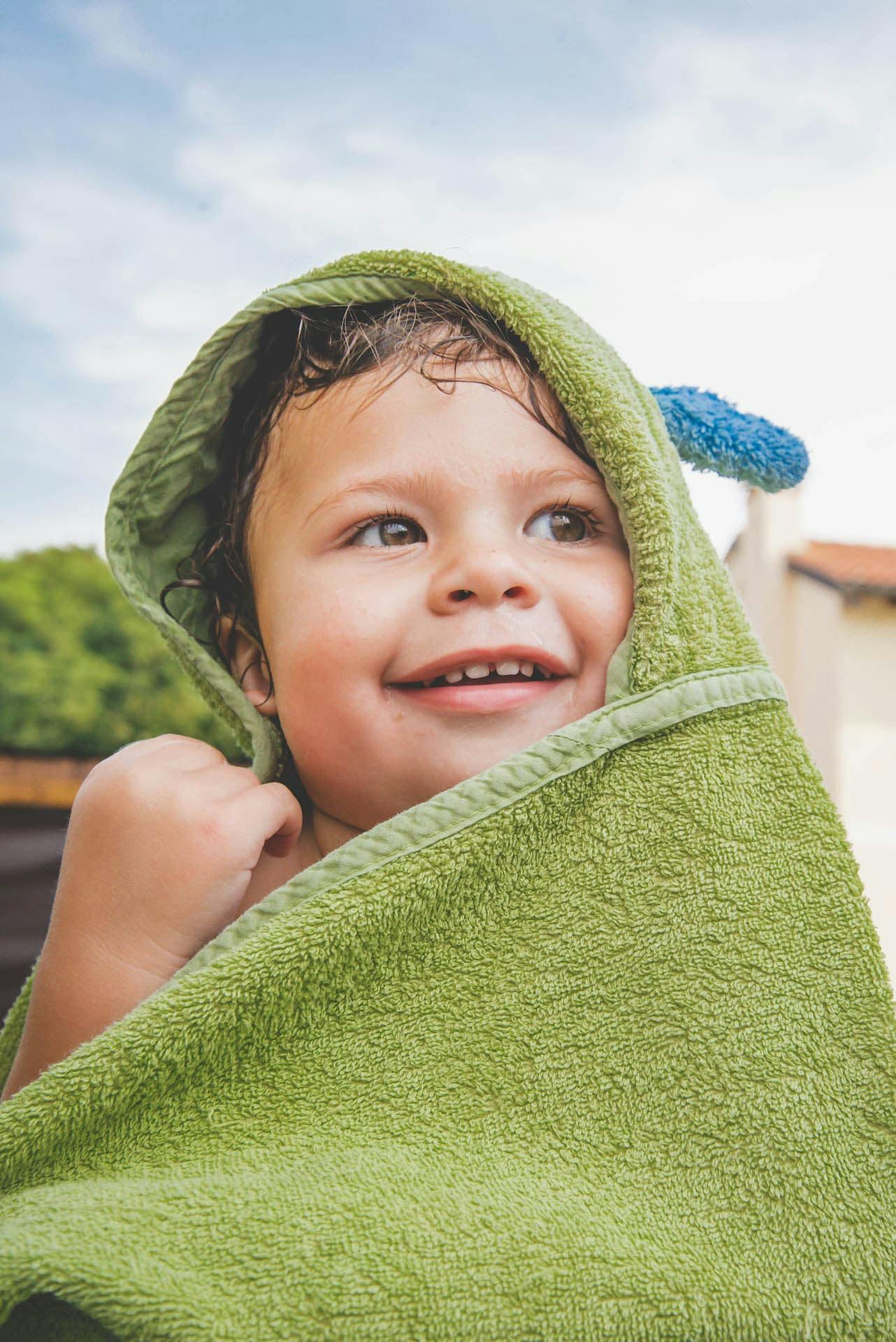 bambina asciugamano verde