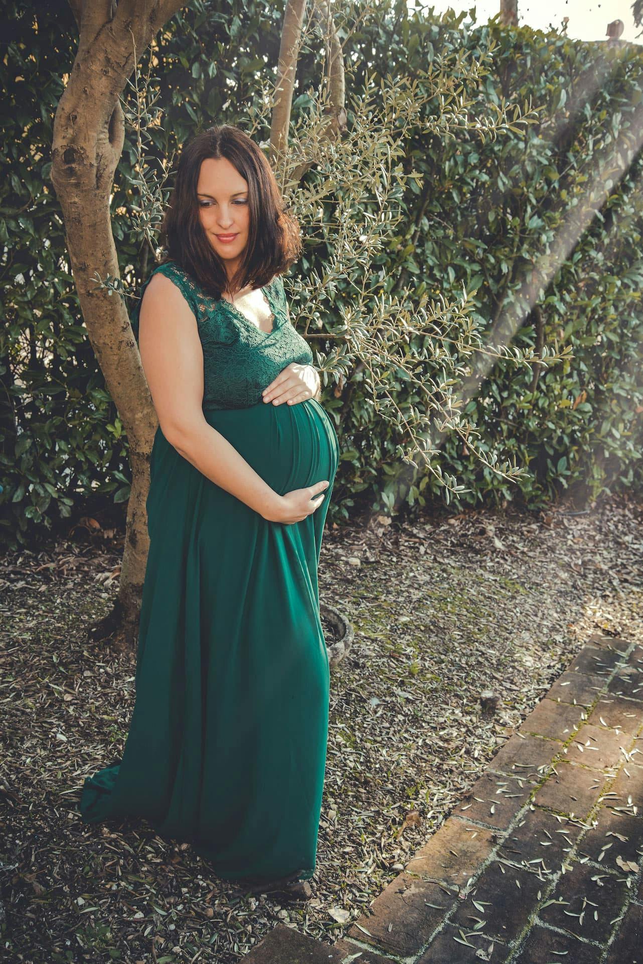 maternity donna gravidanza vestito verde